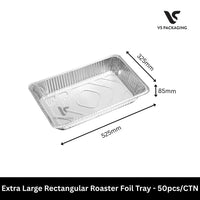 7850 Extra Large Rectangular Roaster Foil Tray 525x325x85mm - 50pcs/CTN VS Packaging