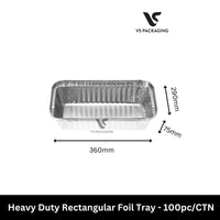 3980 Heavy Duty Rectangular Foil Tray 360x290x75mm - 100pcs/CTN VS Packaging