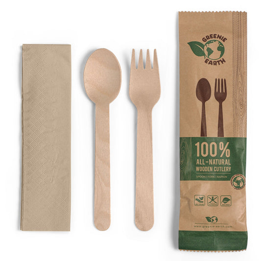 SW Coated Wooden Cutlery Set (Fork + Spoon + Napkin) 500 sets