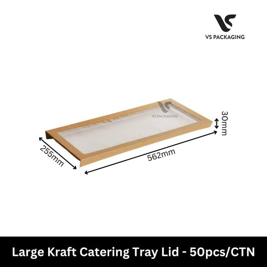 Large Kraft Catering Tray Lid with PET Window – 50pcs/CTN VS Packaging
