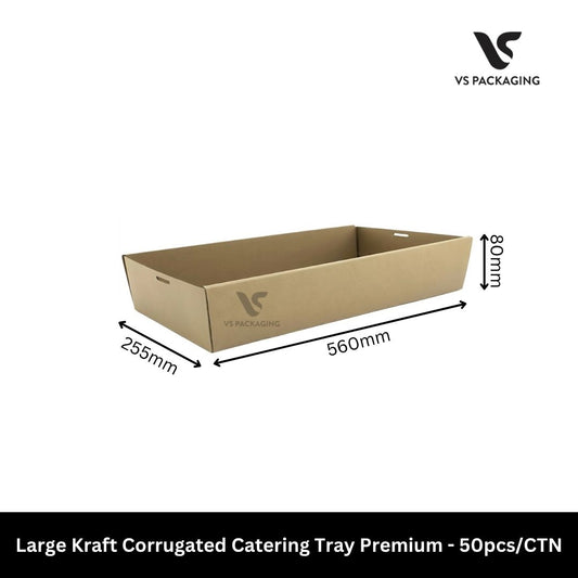 Large Kraft Corrugated Catering Tray Premium – 50pcs/CTN VS Packaging