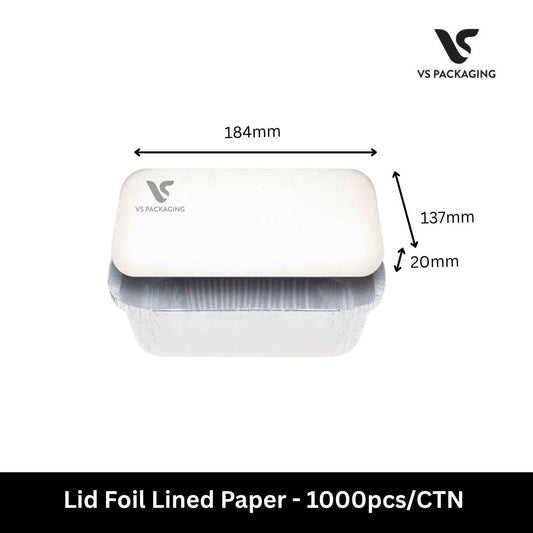 7419 Lid Foil Lined Paper 184x137x20mm - 1000pcs/CTN VS Packaging
