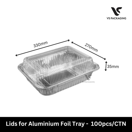 3900 Dome Lids for Aluminium Foil Tray 330x270x35mm - 100pcs/CTN VS Packaging