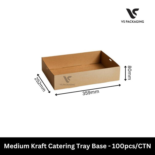 Medium Kraft Catering Tray Base – 100pcs/CTN VS Packaging