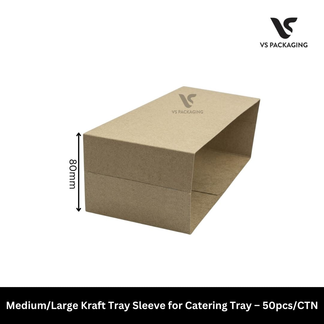 Medium/Large Kraft Tray Sleeve for Catering Tray – 50pcs/CTN VS Packaging