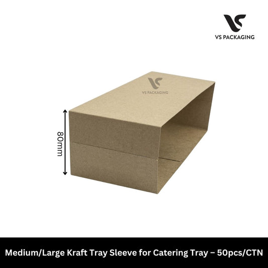 Medium/Large Kraft Tray Sleeve for Catering Tray – 50pcs/CTN VS Packaging