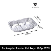 6888 Rectangular Roaster Foil Tray 430mmx310mmx67mm - 100pcs/CTN VS Packaging