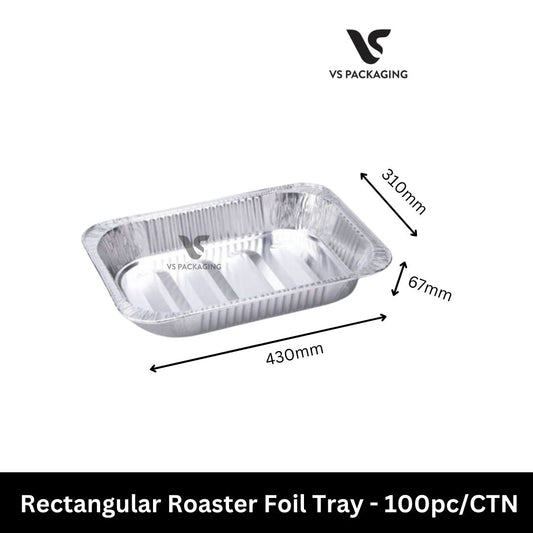 6888 Rectangular Roaster Foil Tray 430mmx310mmx67mm - 100pcs/CTN VS Packaging
