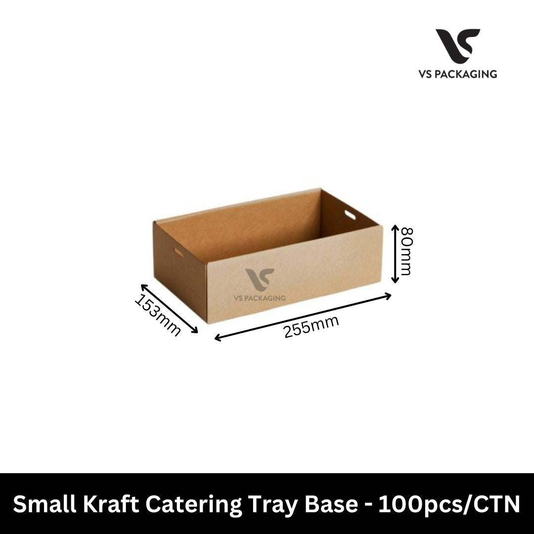 Small Kraft Catering Tray Base – 100pcs/CTN VS Packaging