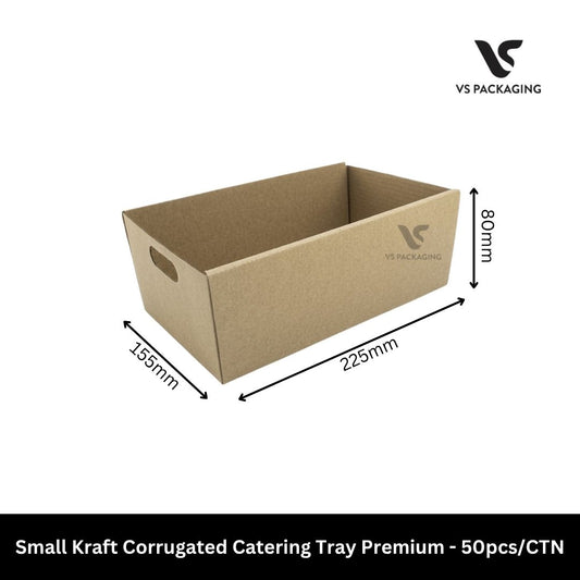 Small Kraft Corrugated Catering Tray Premium – 50pcs/CTN VS Packaging