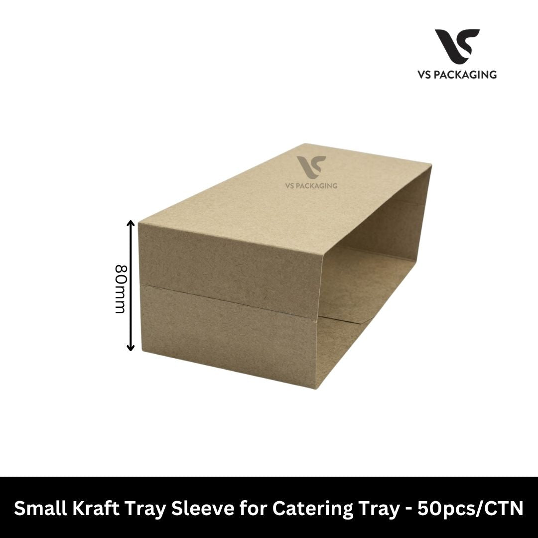 Small Kraft Tray Sleeve for Catering Tray – 50pcs/CTN VS Packaging