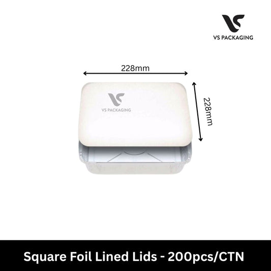 7223 Square Foil Lined Lids 228x228mm - 200pcs/CTN VS Packaging