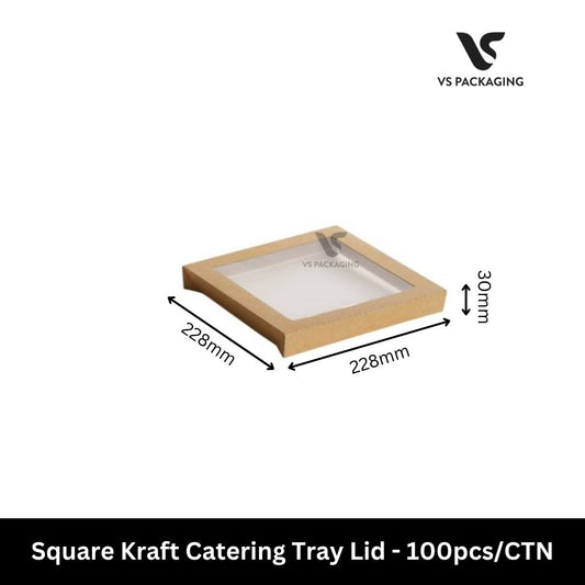 Square Kraft Catering Tray Lid with PET Window – 100pcs/CTN VS Packaging