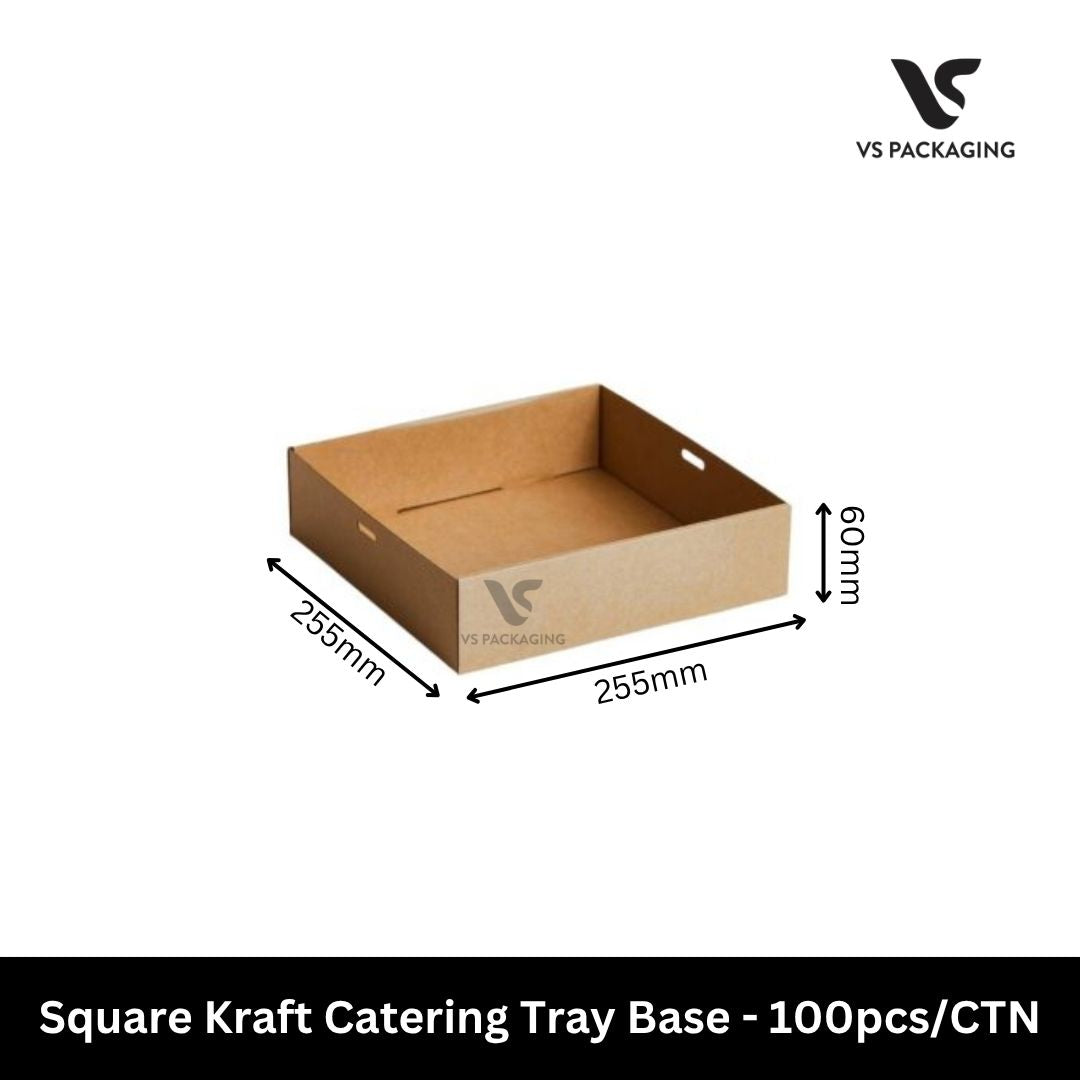 Square Kraft Catering Tray Base – 100pcs/CTN VS Packaging