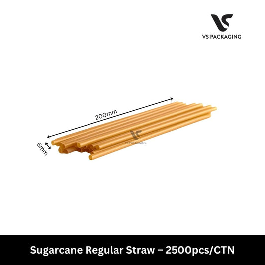 Sugarcane Regular Straw 200mm x D6mm - 2500pcs/CTN VS Packaging