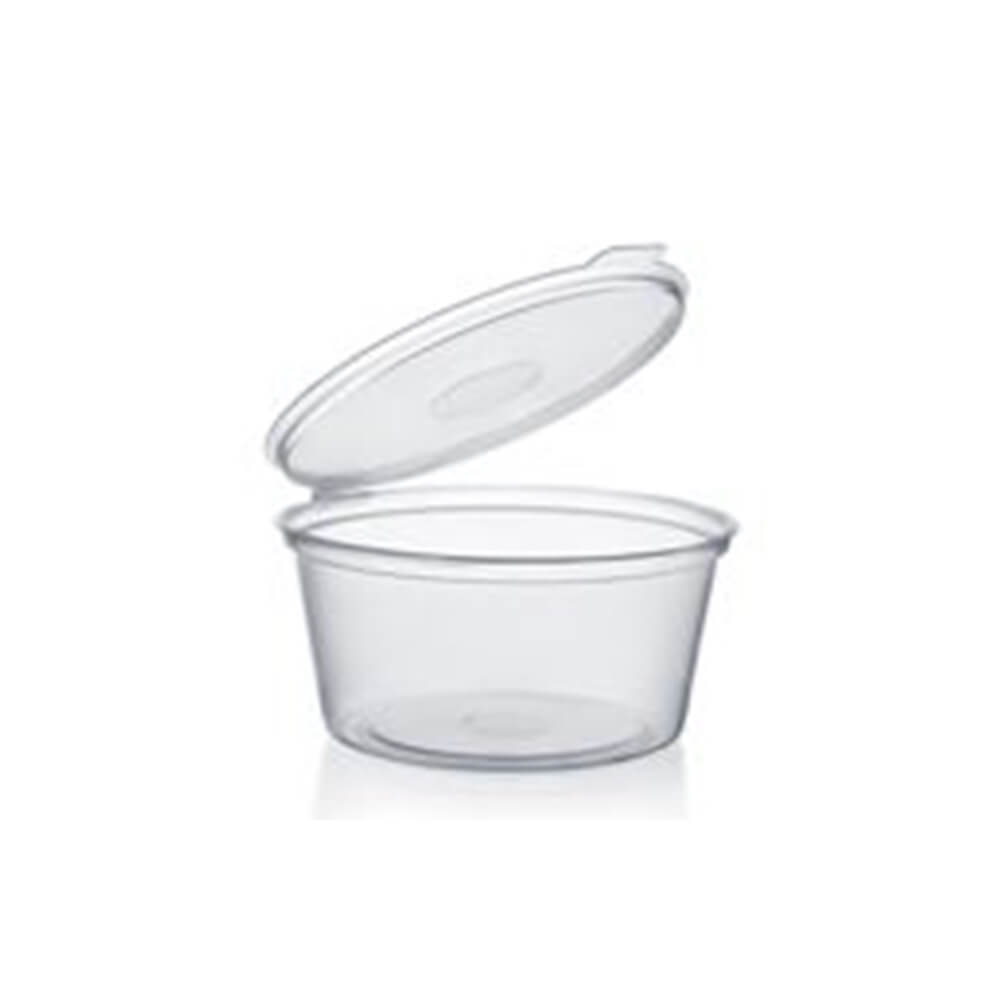 Plastic Sauce Containers With Hinged Lid Natural 100ml - Packware